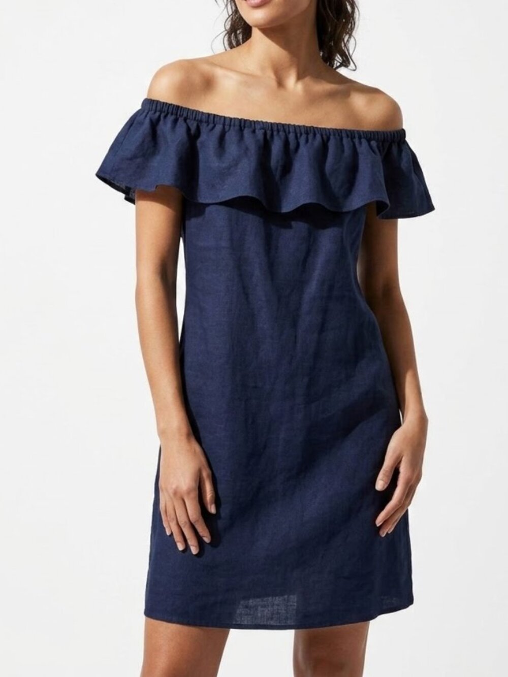 Tommy Bahama Coastal Grandma St. Lucia Linen Blend Ruffle Pocket Mini Dress XXS